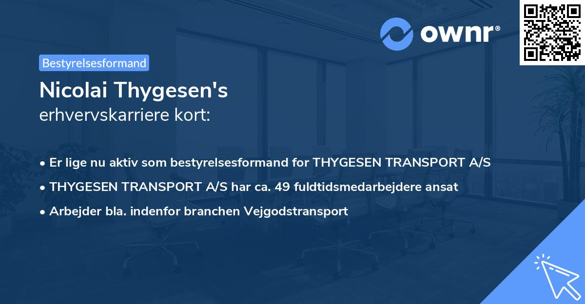 Nicolai Thygesen's erhvervskarriere kort