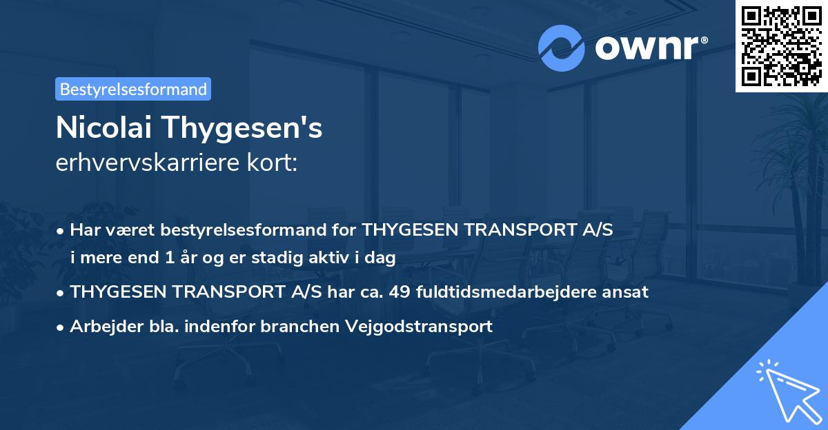 Nicolai Thygesen's erhvervskarriere kort