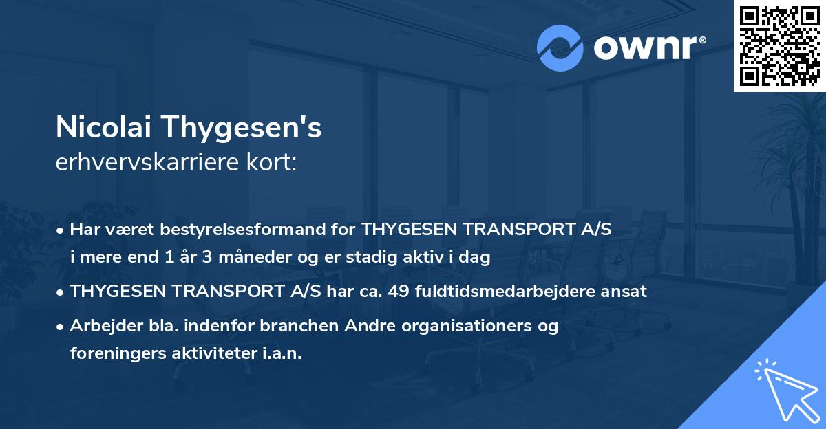 Nicolai Thygesen's erhvervskarriere kort