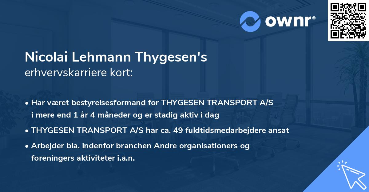 Nicolai Lehmann Thygesen's erhvervskarriere kort