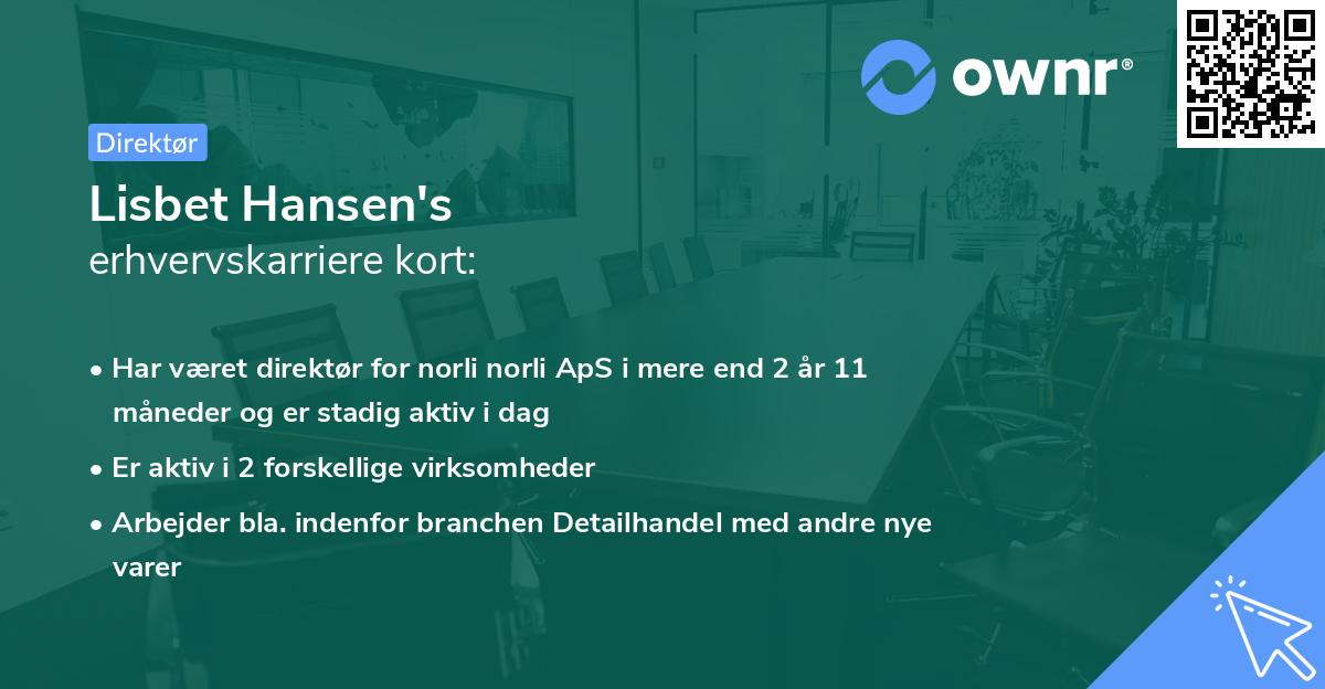 Lisbet Hansen's erhvervskarriere kort