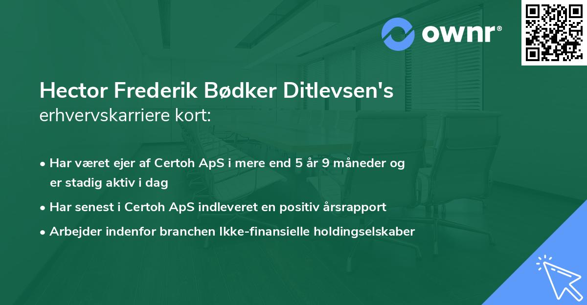 Hector Frederik Bødker Ditlevsen's erhvervskarriere kort
