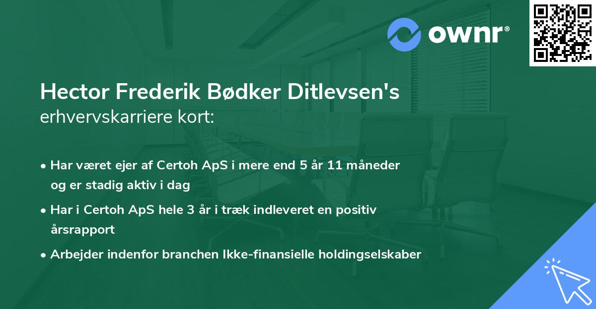 Hector Frederik Bødker Ditlevsen's erhvervskarriere kort