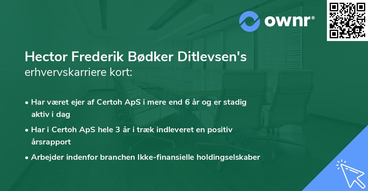 Hector Frederik Bødker Ditlevsen's erhvervskarriere kort