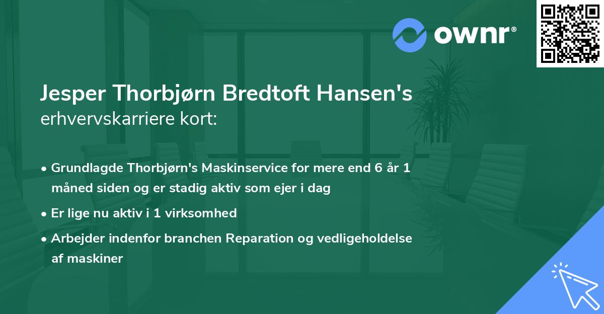 Jesper Thorbjørn Bredtoft Hansen's erhvervskarriere kort