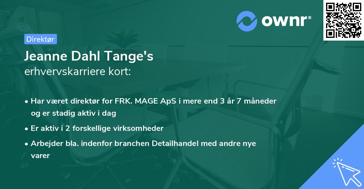 Jeanne Dahl Tange's erhvervskarriere kort