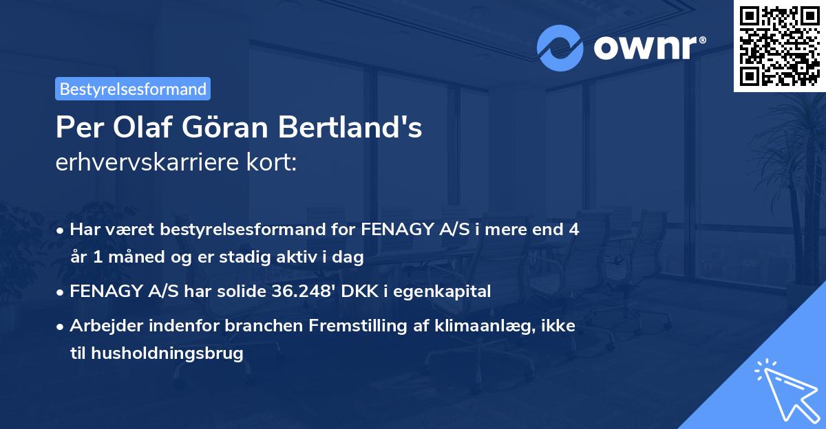 Per Olaf Göran Bertland's erhvervskarriere kort