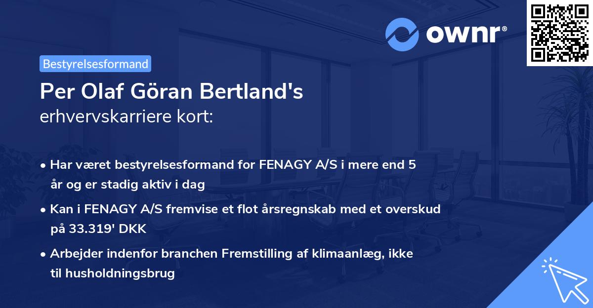Per Olaf Göran Bertland's erhvervskarriere kort