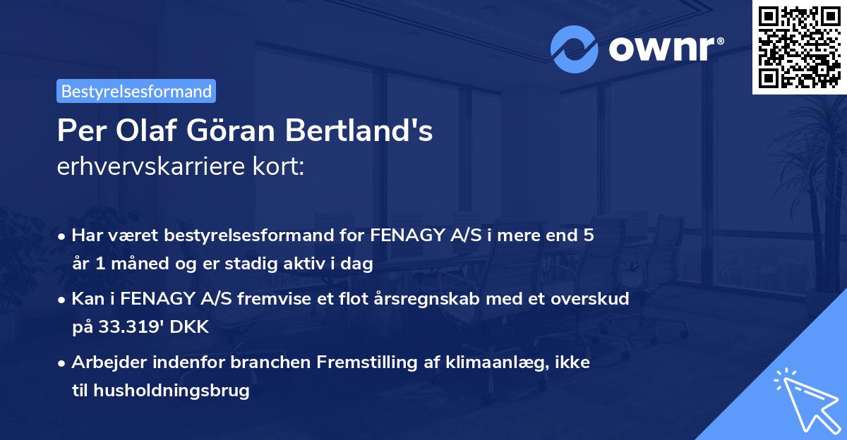 Per Olaf Göran Bertland's erhvervskarriere kort