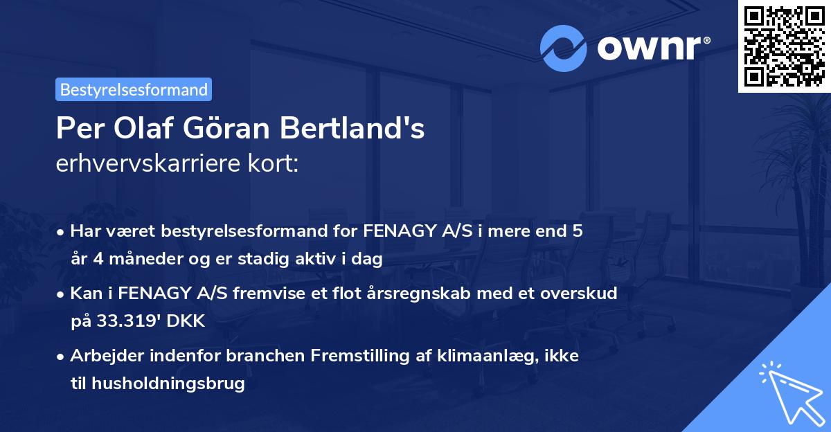 Per Olaf Göran Bertland's erhvervskarriere kort
