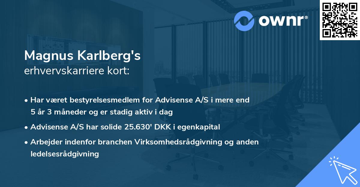 Magnus Karlberg's erhvervskarriere kort