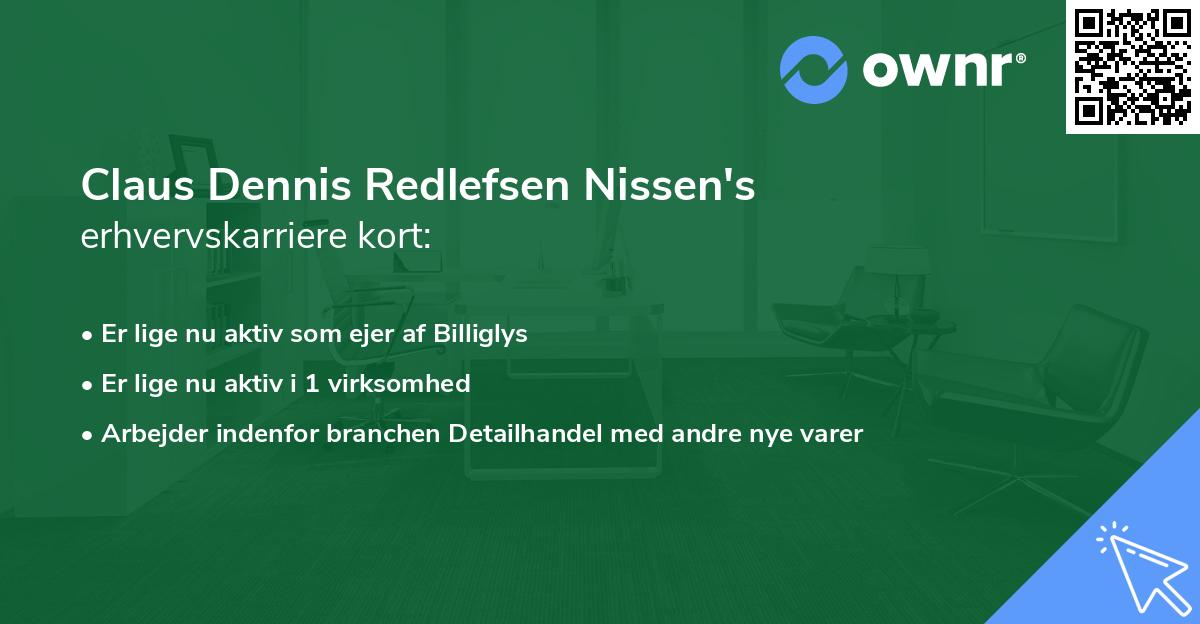 Claus Dennis Redlefsen Nissen's erhvervskarriere kort