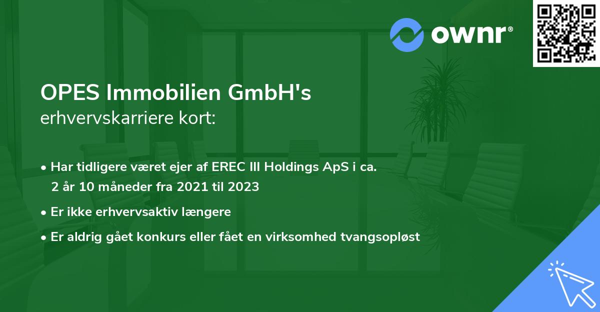 OPES Immobilien GmbH's erhvervskarriere kort