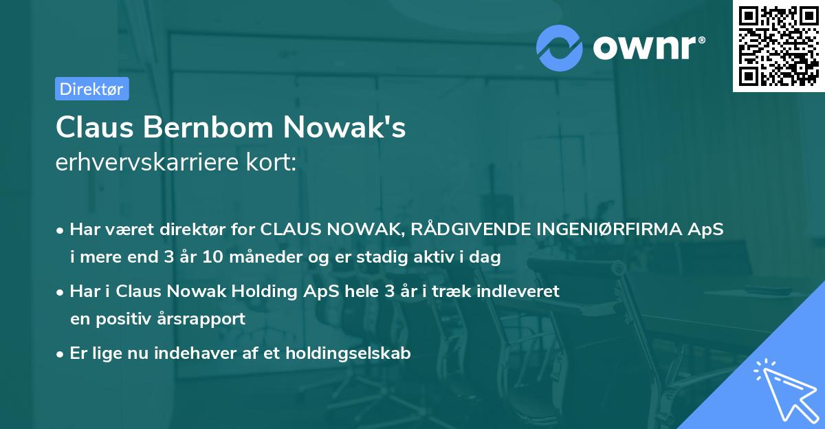 Claus Bernbom Nowak's erhvervskarriere kort