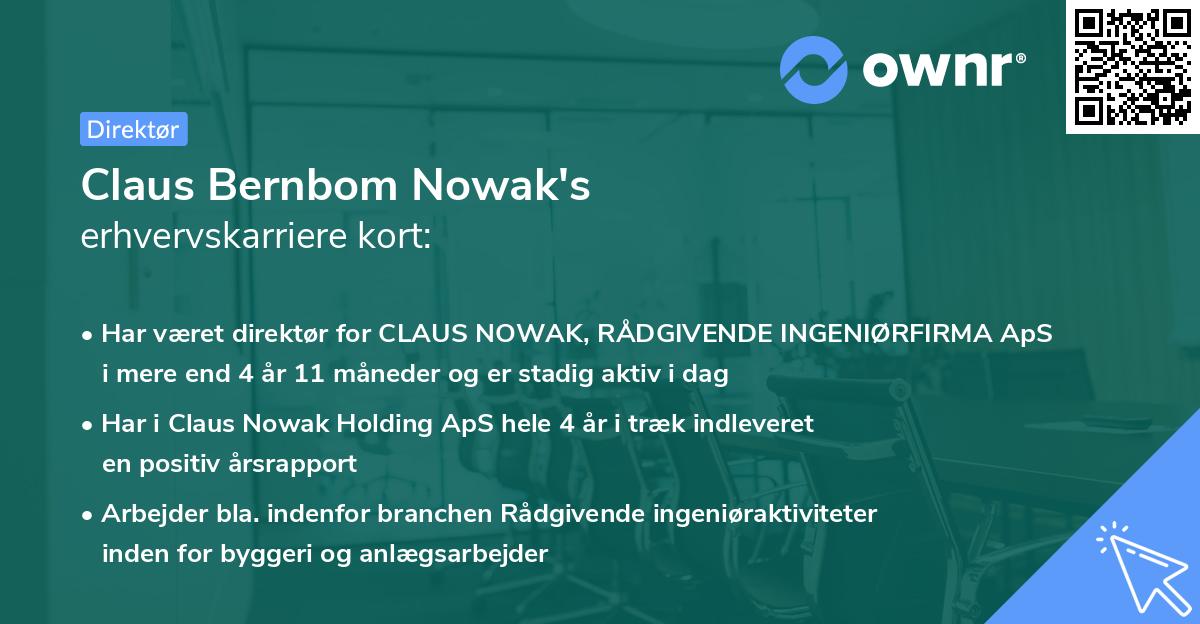 Claus Bernbom Nowak's erhvervskarriere kort