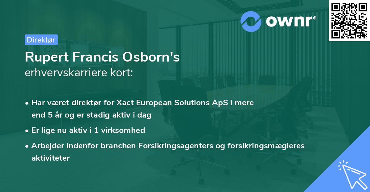 Rupert Francis Osborn's erhvervskarriere kort