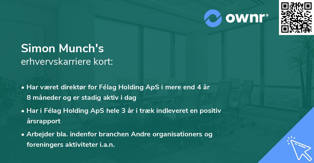 Simon Munch's erhvervskarriere kort