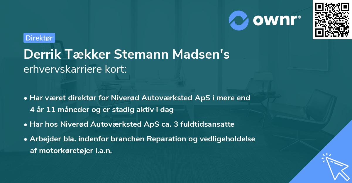 Derrik Tækker Stemann Madsen's erhvervskarriere kort