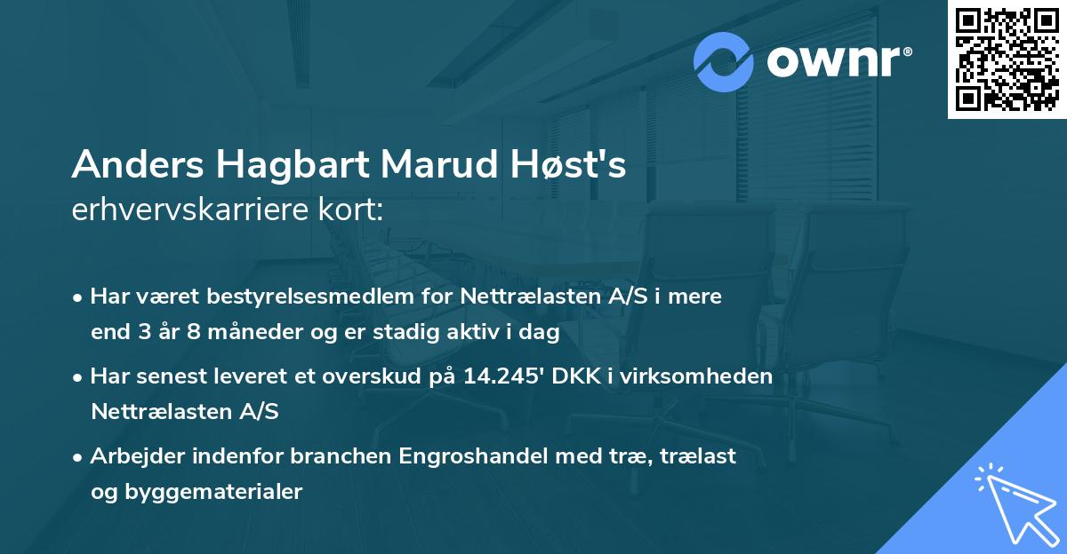 Anders Hagbart Marud Høst's erhvervskarriere kort