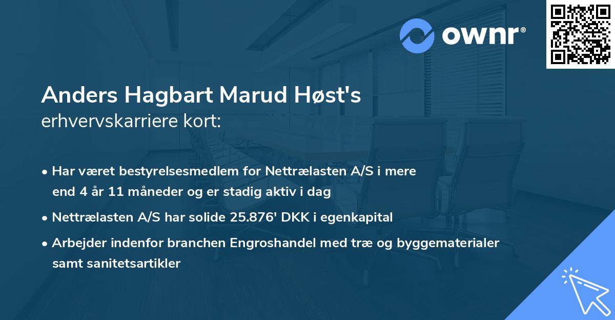 Anders Hagbart Marud Høst's erhvervskarriere kort