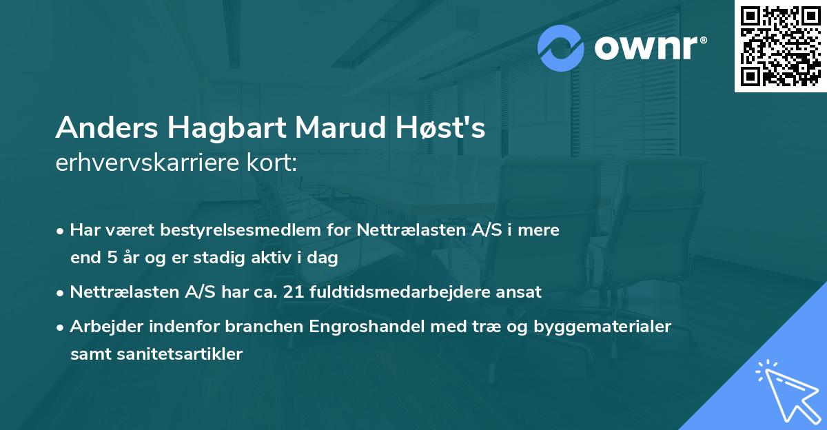 Anders Hagbart Marud Høst's erhvervskarriere kort