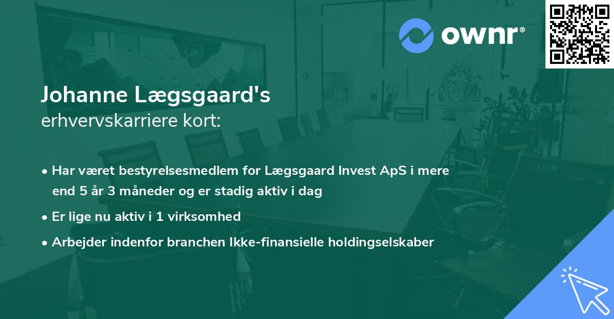 Johanne Lægsgaard's erhvervskarriere kort