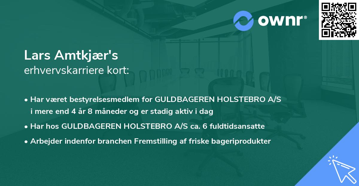 Lars Amtkjær's erhvervskarriere kort
