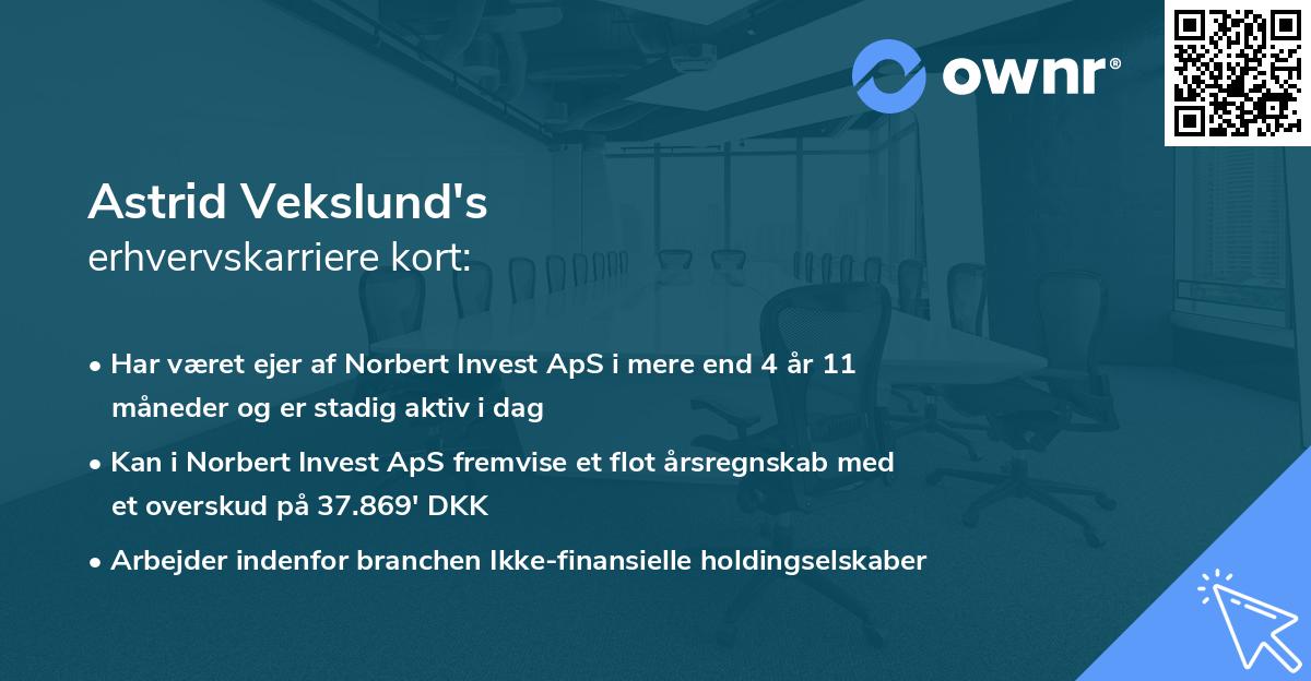 Astrid Vekslund's erhvervskarriere kort