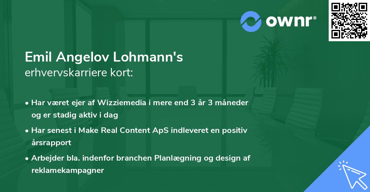 Emil Angelov Lohmann's erhvervskarriere kort