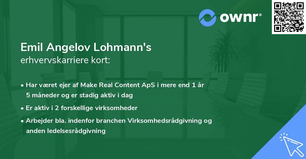 Emil Angelov Lohmann's erhvervskarriere kort