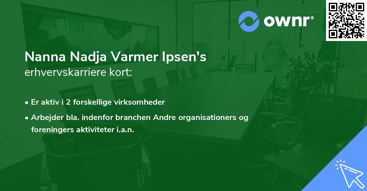Nanna Nadja Varmer Ipsen's erhvervskarriere kort