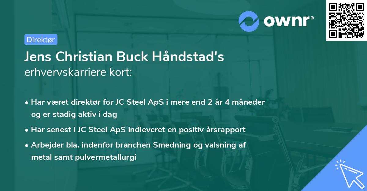 Jens Christian Buck Håndstad's erhvervskarriere kort