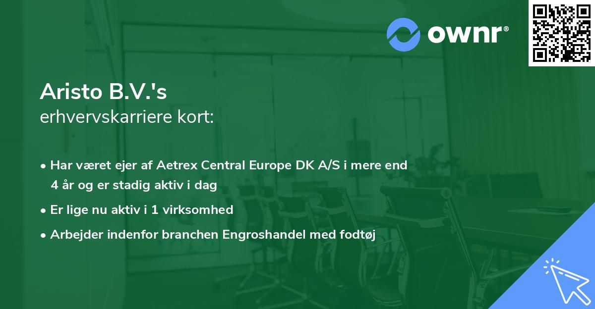 Aristo B.V.'s erhvervskarriere kort