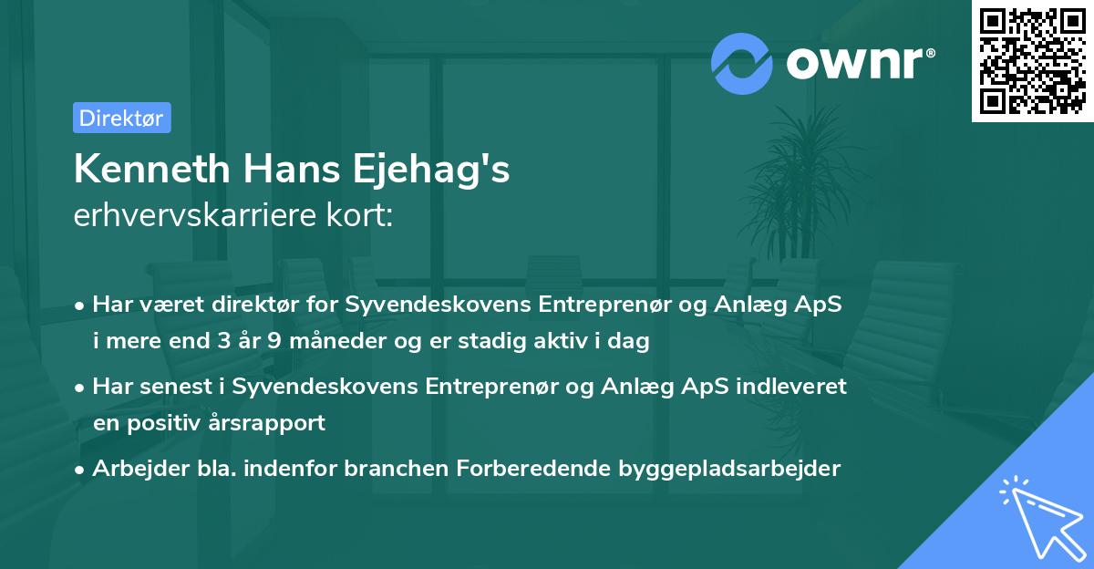 Kenneth Hans Ejehag's erhvervskarriere kort