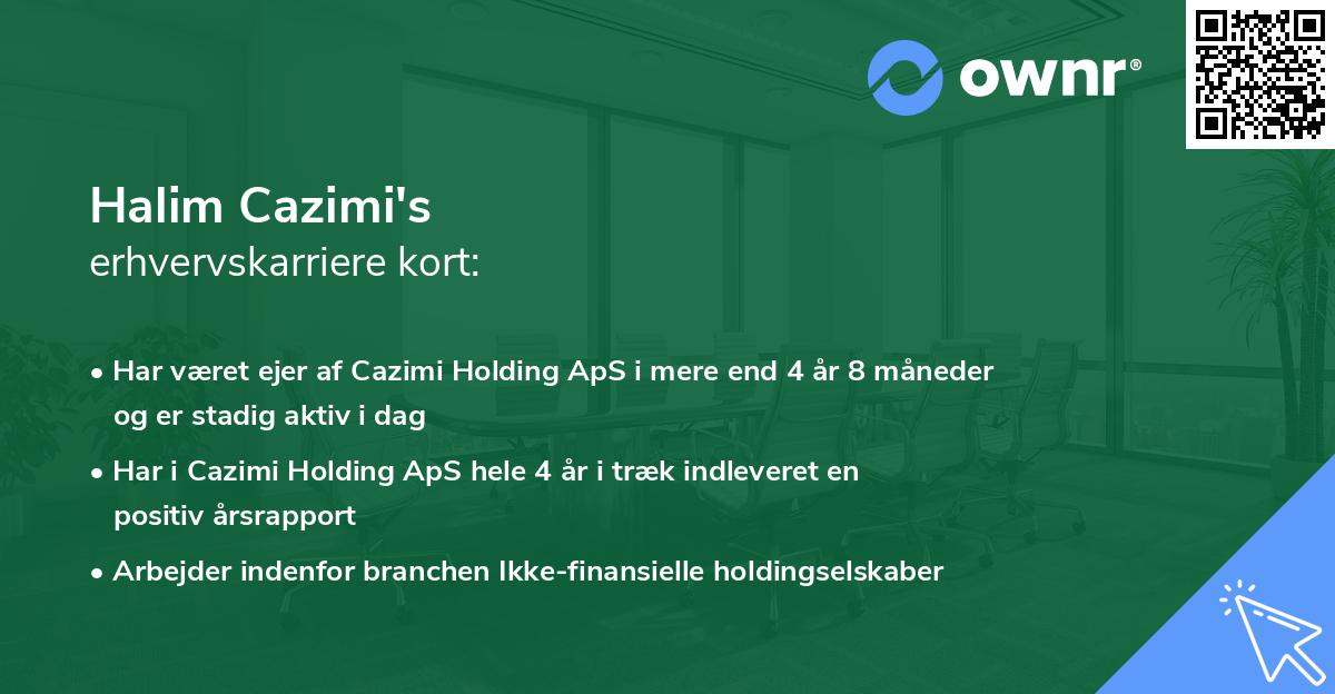 Halim Cazimi's erhvervskarriere kort