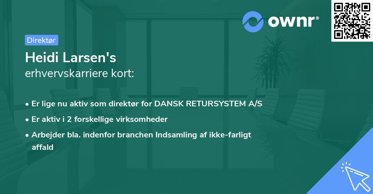 Heidi Larsen's erhvervskarriere kort