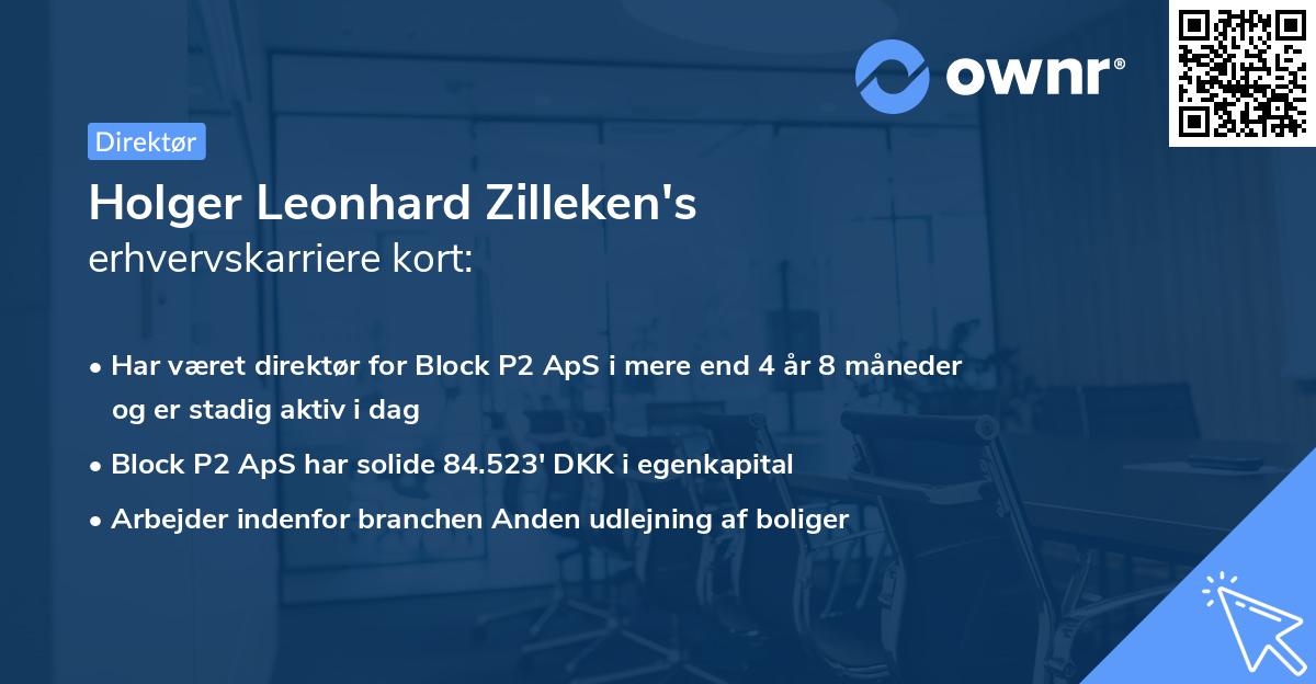 Holger Leonhard Zilleken's erhvervskarriere kort