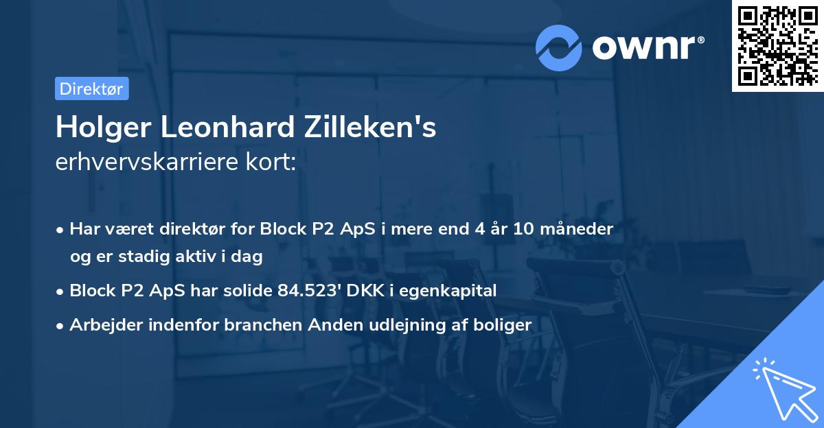 Holger Leonhard Zilleken's erhvervskarriere kort