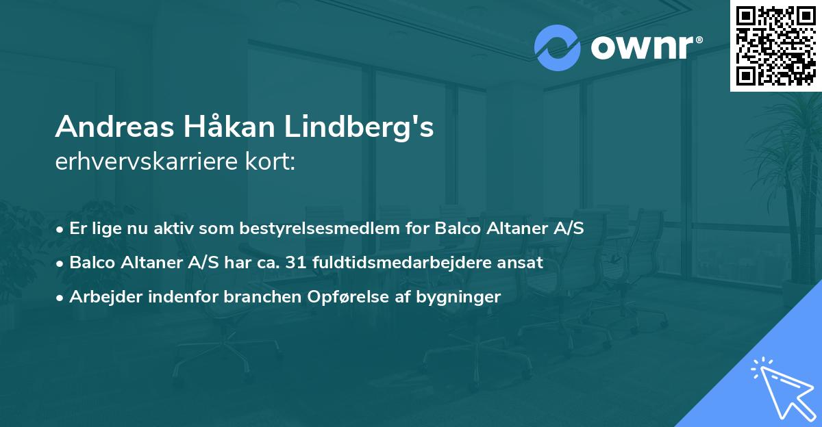 Andreas Håkan Lindberg's erhvervskarriere kort