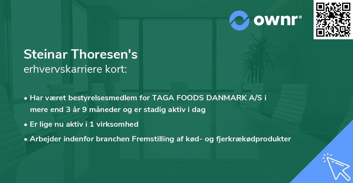 Steinar Thoresen's erhvervskarriere kort