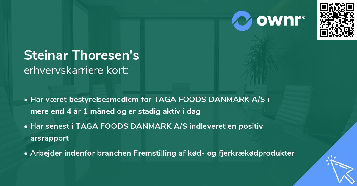 Steinar Thoresen's erhvervskarriere kort