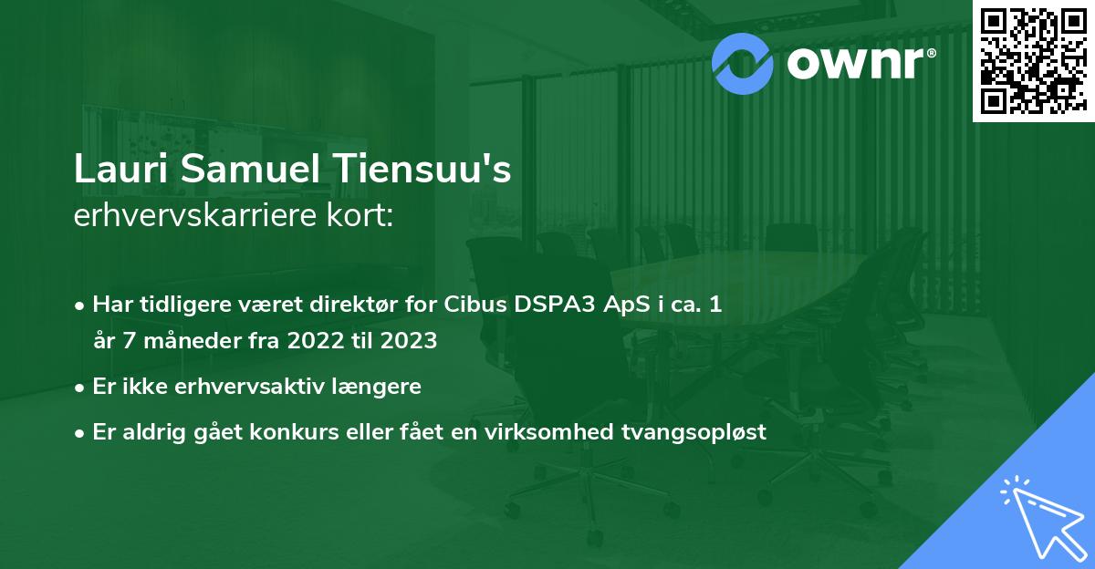Lauri Samuel Tiensuu's erhvervskarriere kort