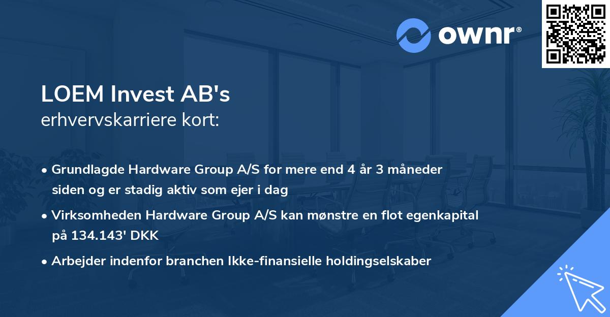 LOEM Invest AB's erhvervskarriere kort