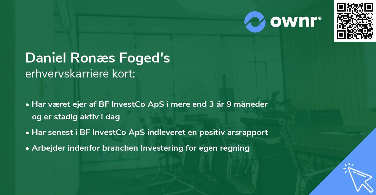 Daniel Ronæs Foged's erhvervskarriere kort