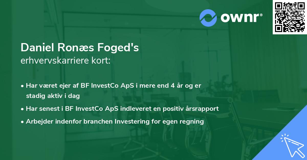 Daniel Ronæs Foged's erhvervskarriere kort