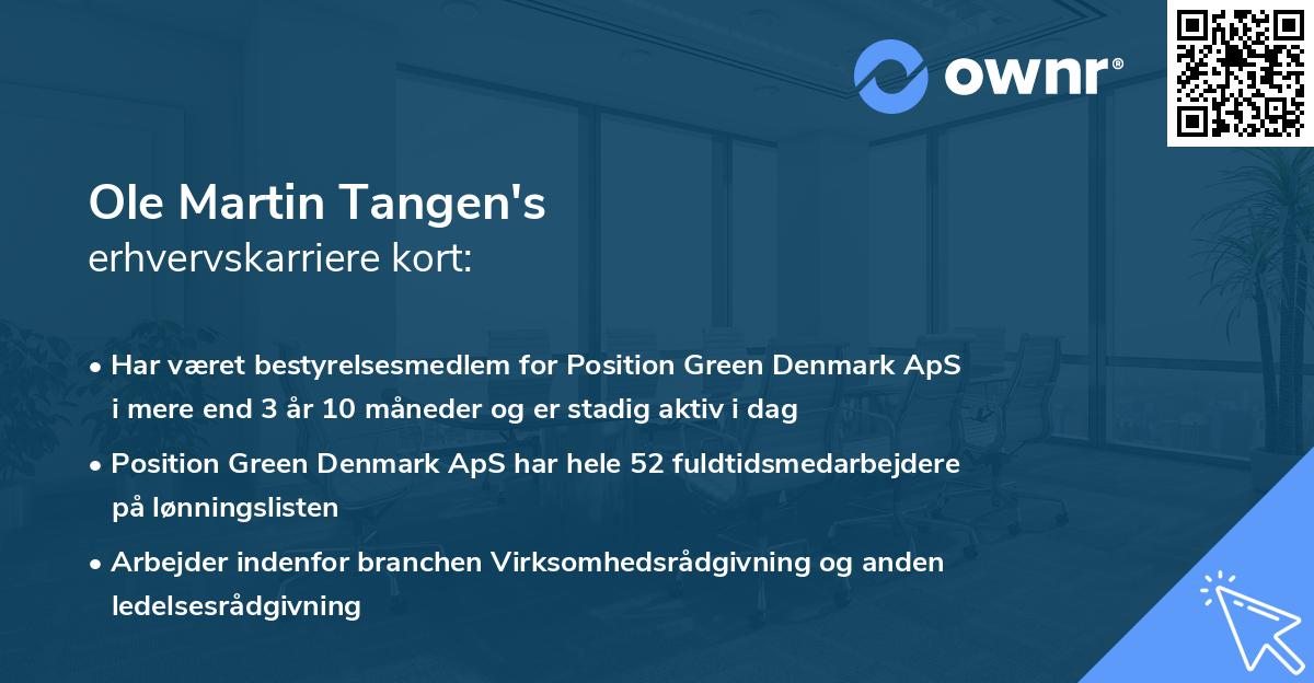 Ole Martin Tangen's erhvervskarriere kort