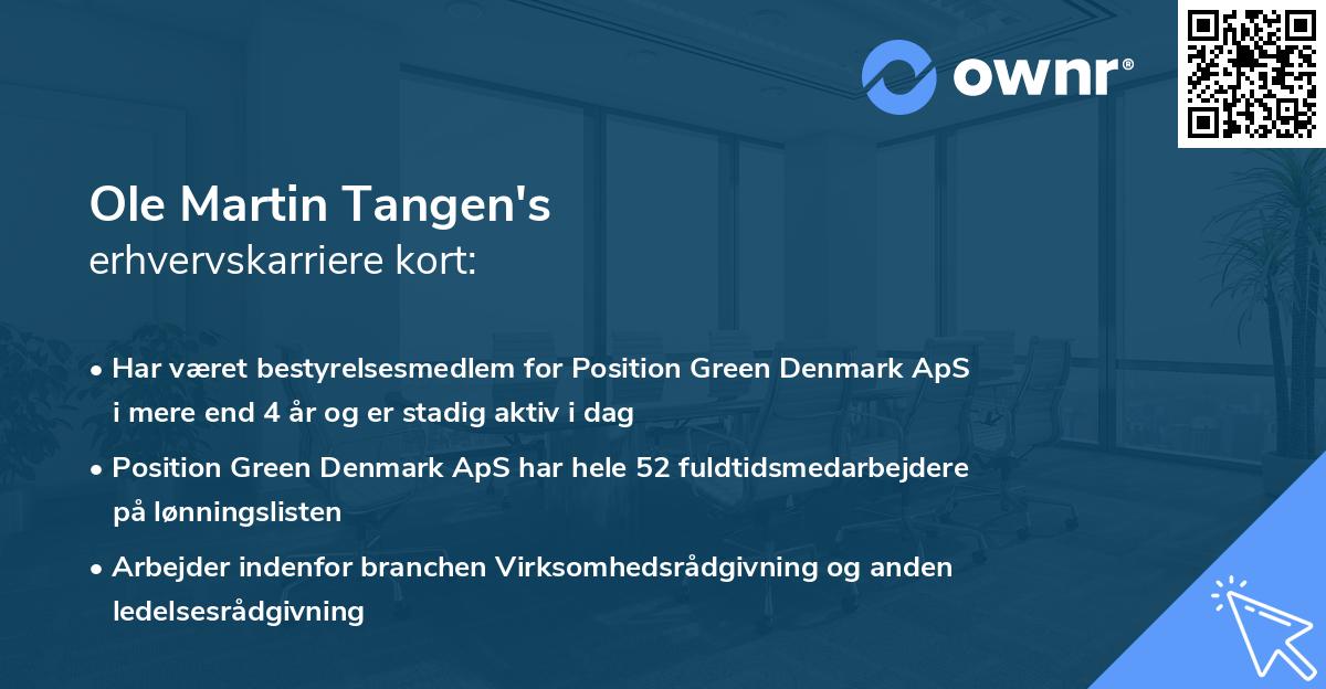 Ole Martin Tangen's erhvervskarriere kort