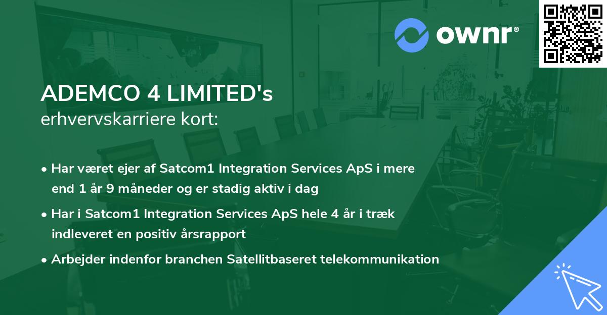 ADEMCO 4 LIMITED's erhvervskarriere kort