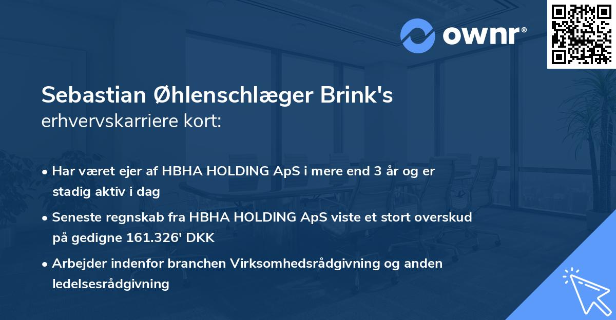 Sebastian Øhlenschlæger Brink's erhvervskarriere kort