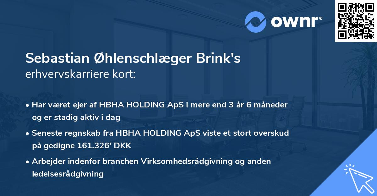 Sebastian Øhlenschlæger Brink's erhvervskarriere kort
